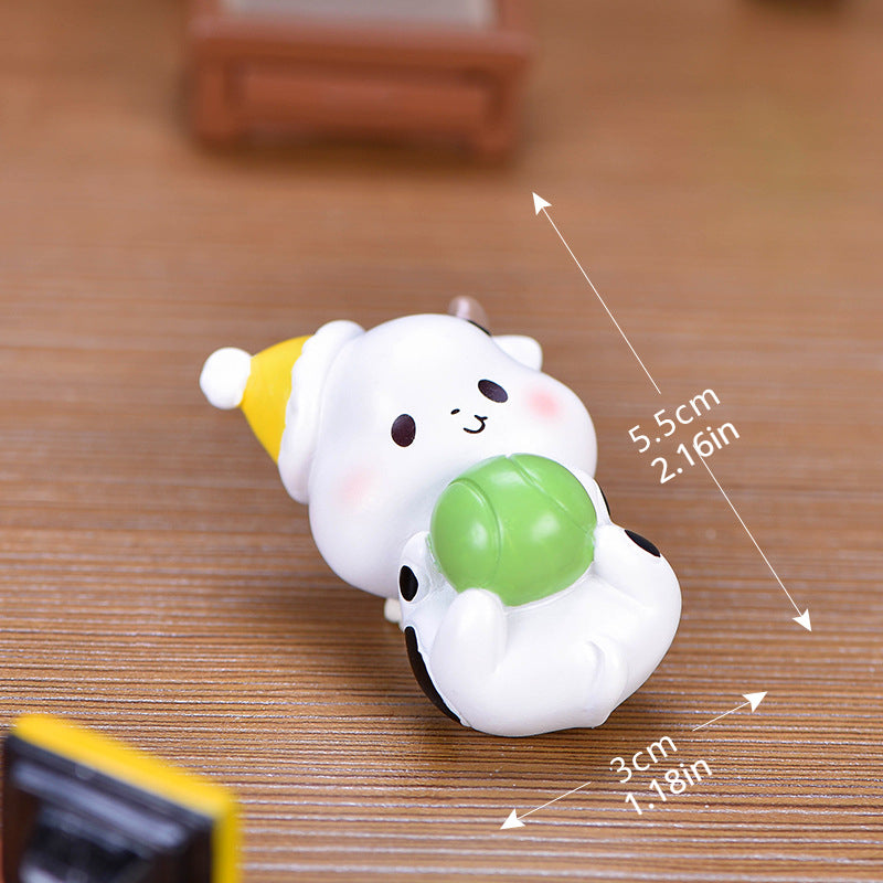 Cute Donut Milk Carton Cows Resin Toy for Bonsai Succulent Decor