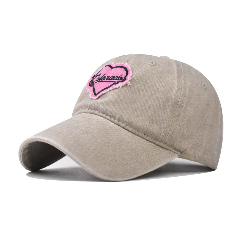Pink Cotton Washed Embroidered Baseball Cap