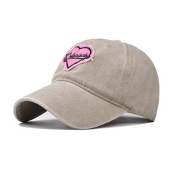 Pink Cotton Washed Embroidered Baseball Cap