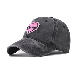 Pink Cotton Washed Embroidered Baseball Cap