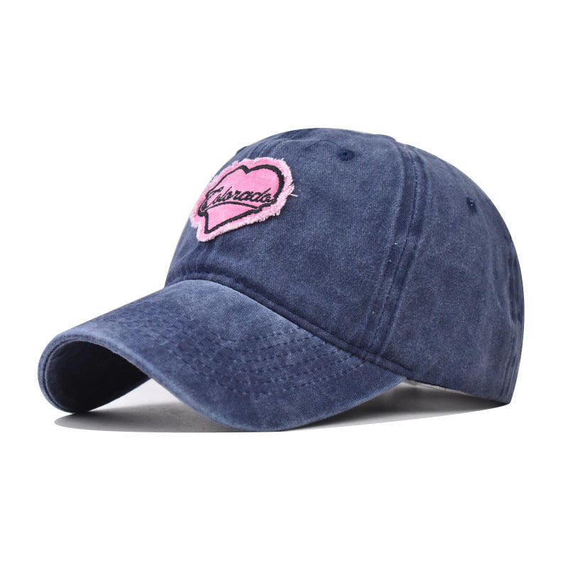 Pink Cotton Washed Embroidered Baseball Cap