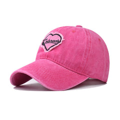 Pink Cotton Washed Embroidered Baseball Cap