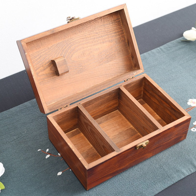 Wooden Sewing Box Solid Wood Sewing Tools Box Retro Style Sewing Kit Organizer