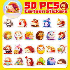 50pcs Hedgehog Stickers Waterproof Vinyl Stickers for Laptops, Skateboar
