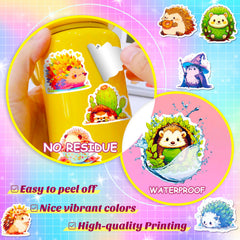 50pcs Hedgehog Stickers Waterproof Vinyl Stickers for Laptops, Skateboar