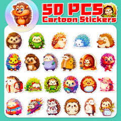 50pcs Hedgehog Stickers Waterproof Vinyl Stickers for Laptops, Skateboar