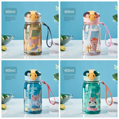 400ml Kids Water Cup with Straw and Carrying Rope
