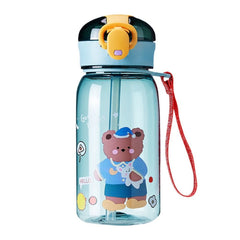 400ml Kids Water Cup with Straw and Carrying Rope
