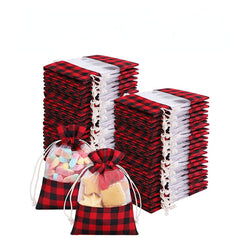10pcs Christmas Window Lattice Cotton Fabric Bundle Gift Bags
