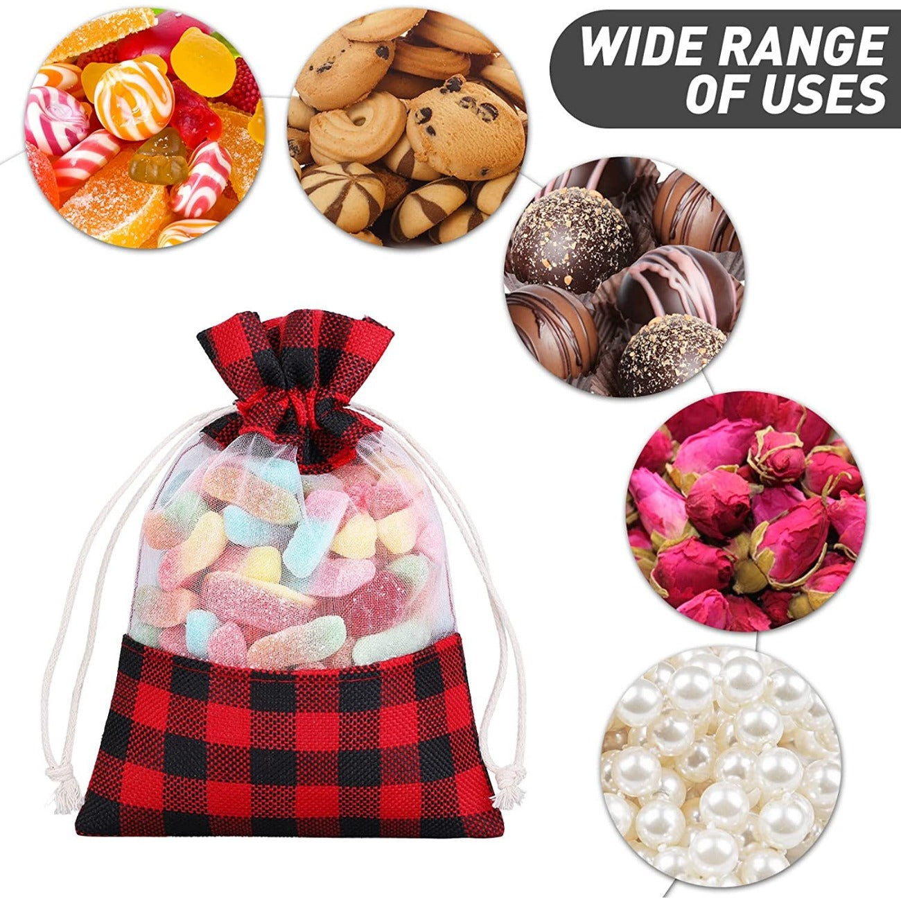 10pcs Christmas Window Lattice Cotton Fabric Bundle Gift Bags