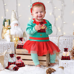 10pcs Christmas Window Lattice Cotton Fabric Bundle Gift Bags