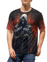 Men's 3D Death & Next Graphic Tee, Casual Stretch Breathable T-shirt