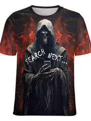 Men's 3D Death & Next Graphic Tee, Casual Stretch Breathable T-shirt