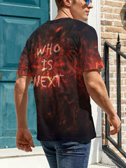 Men's 3D Death & Next Graphic Tee, Casual Stretch Breathable T-shirt