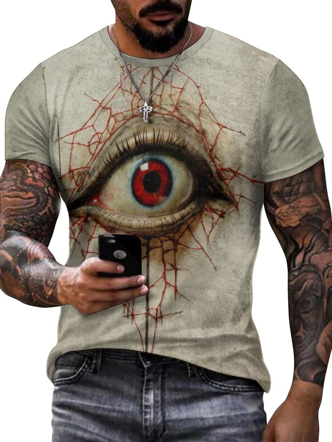 Men's 3D Eye Of Horror Graphic T-shirt for Outdoor