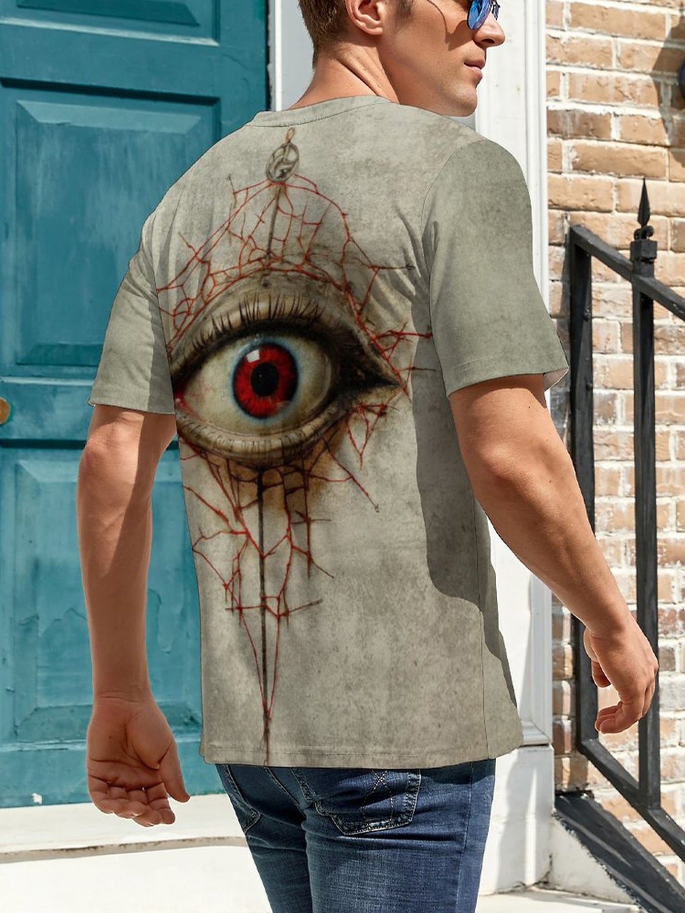 Men's 3D Eye Of Horror Graphic T-shirt for Outdoor