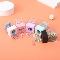 Transparent Macaron Magnetic Paper Clip Storage Bucket