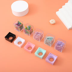 Transparent Macaron Magnetic Paper Clip Storage Bucket