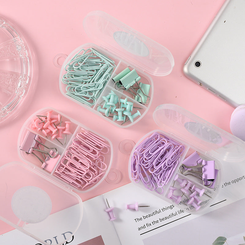 Colorful Paper Clip Ticket Clip Pattern Nail Three-in-one Storage Set