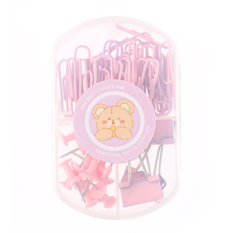 Colorful Paper Clip Ticket Clip Pattern Nail Three-in-one Storage Set