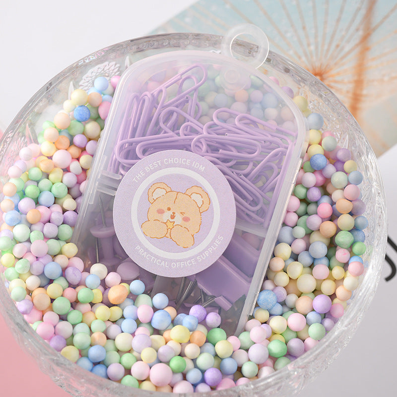 Colorful Paper Clip Ticket Clip Pattern Nail Three-in-one Storage Set