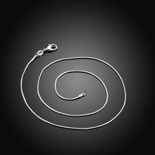 925 Silver Plated Round Bone Necklace Choker Chain 16-30in DIY Jewelry Making