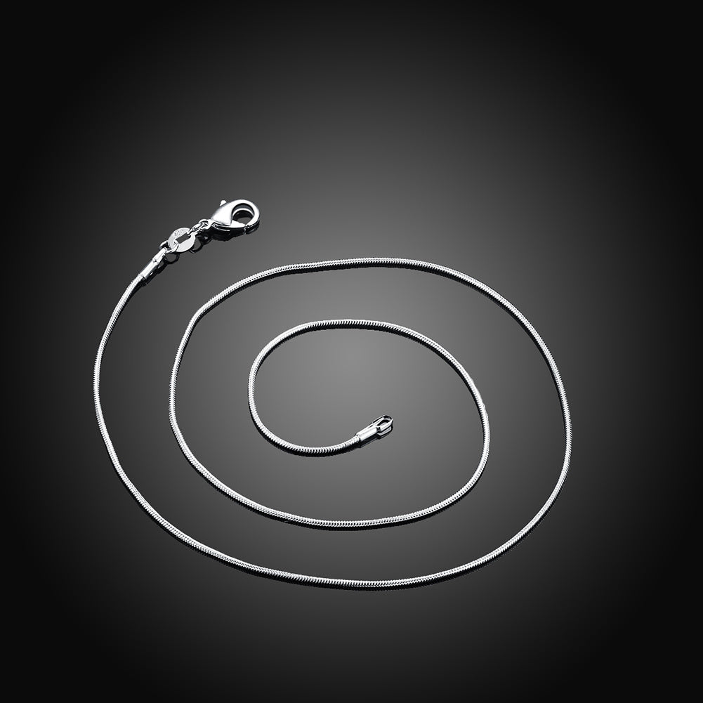 925 Silver Plated Round Bone Necklace Choker Chain 16-30in DIY Jewelry Making