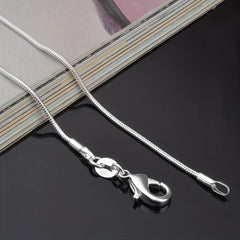 925 Silver Plated Round Bone Necklace Choker Chain 16-30in DIY Jewelry Making