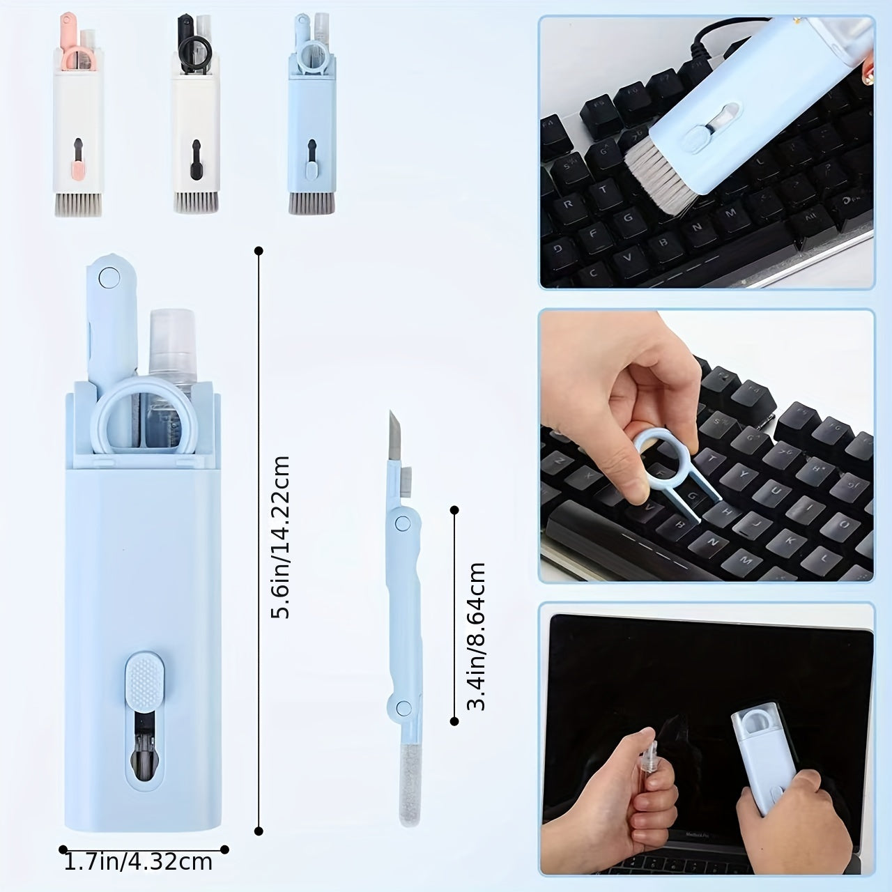 7-In-1 Portable Cleaning Kit Computer Headphone Cleaning Tool + Key Puller