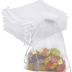 100pcs Organza Bags 8.99*6.99 cm Drawstring Jewelry Pouch Mesh Gift Wedding