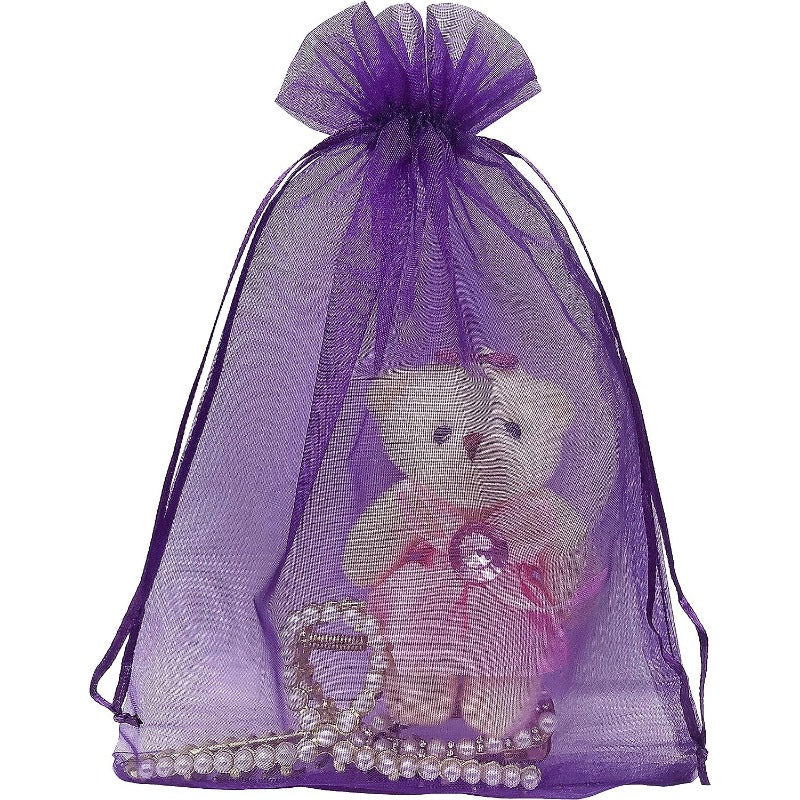 100pcs Organza Bags 8.99*6.99 cm Drawstring Jewelry Pouch Mesh Gift Wedding