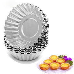 10pcs Aluminum Alloy Egg Tart Holder Nonstick Cake Baking Mold