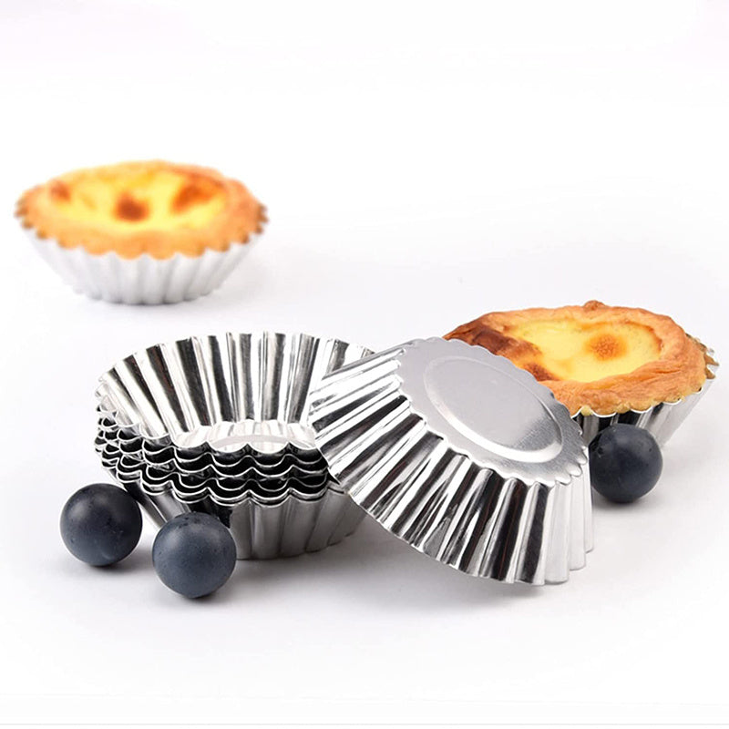 10pcs Aluminum Alloy Egg Tart Holder Nonstick Cake Baking Mold