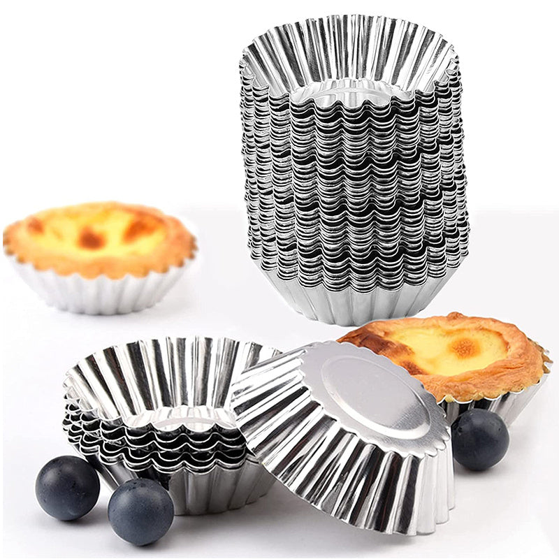 10pcs Aluminum Alloy Egg Tart Holder Nonstick Cake Baking Mold