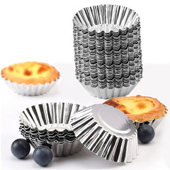 10pcs Aluminum Alloy Egg Tart Holder Nonstick Cake Baking Mold