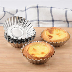 10pcs Aluminum Alloy Egg Tart Holder Nonstick Cake Baking Mold
