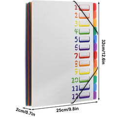 A4 12 Compartment Expanding File Folder 24 Pockets Plastic Accordion Organizer