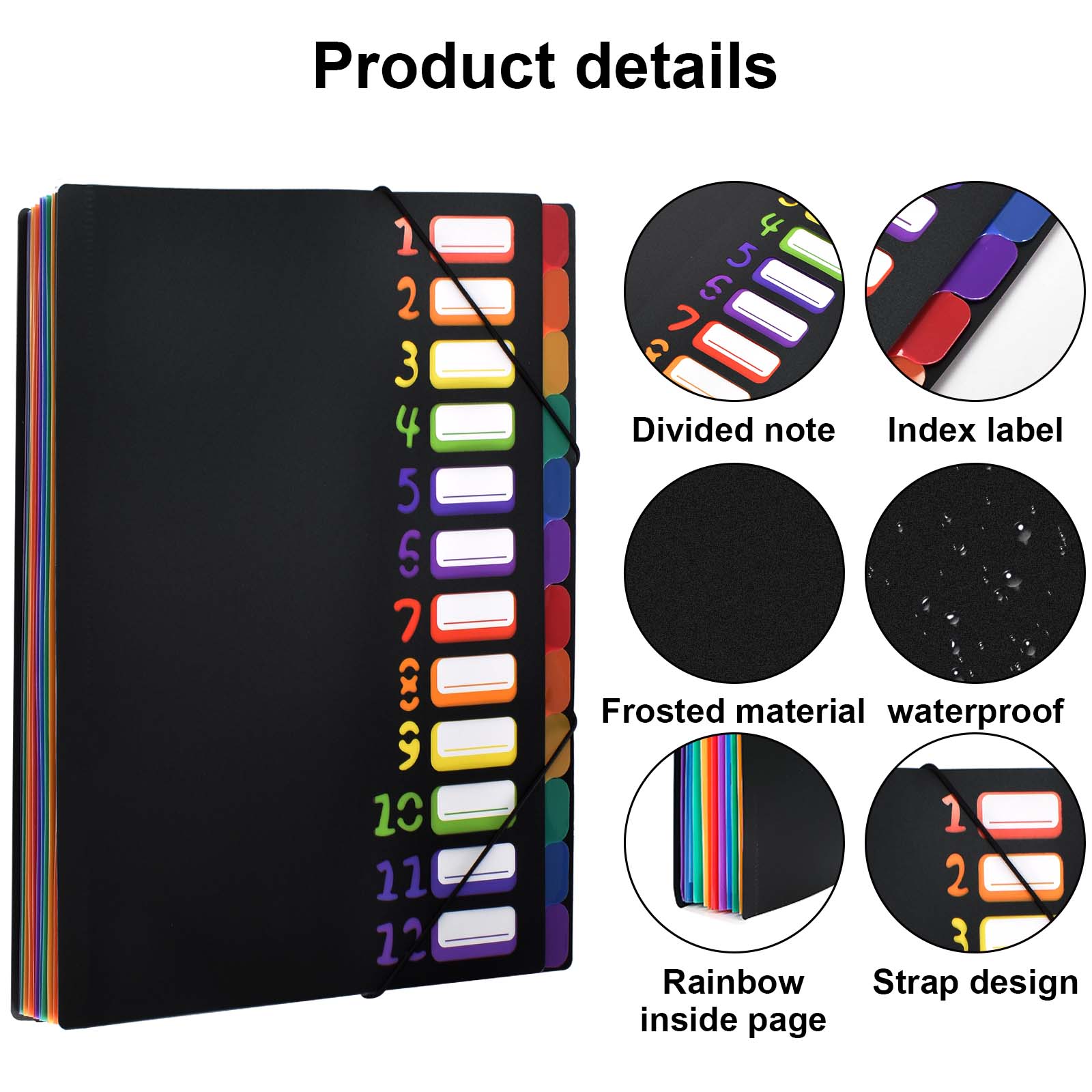 A4 12 Compartment Expanding File Folder 24 Pockets Plastic Accordion Organizer
