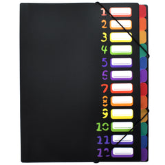 A4 12 Compartment Expanding File Folder 24 Pockets Plastic Accordion Organizer