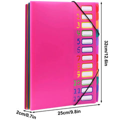A4 12 Compartment Expanding File Folder 24 Pockets Plastic Accordion Organizer