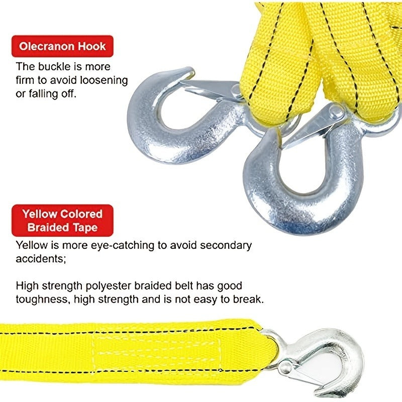 4M 157in HD 5 Ton Towing Rope Break Strength Nylon Recovery Strap & Storage Bag