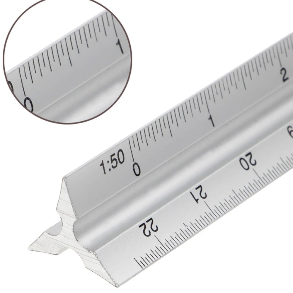 1pc Aluminum Alloy Triangular Scale Drawing Ruler Metal scale