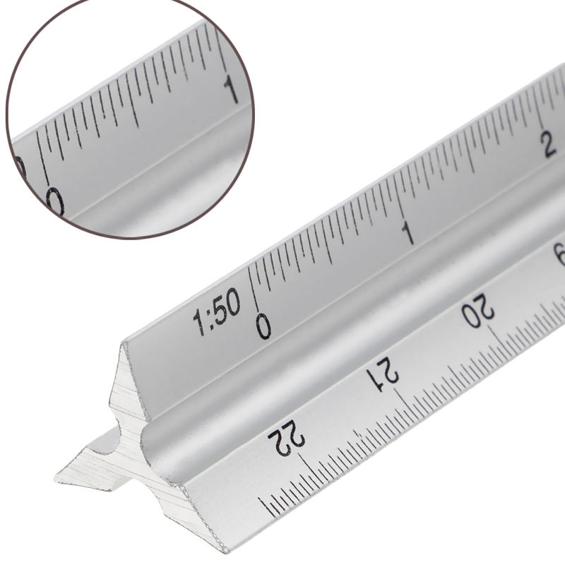 1pc Aluminum Alloy Triangular Scale Drawing Ruler Metal scale