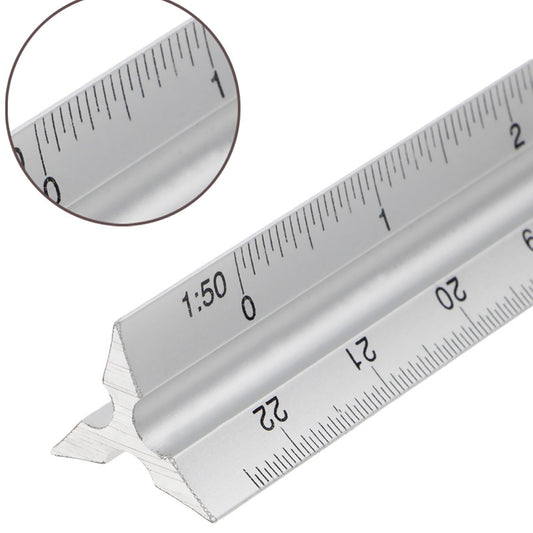 1pc Aluminum Alloy Triangular Scale Drawing Ruler Metal scale