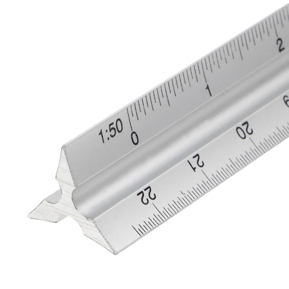 1pc Aluminum Alloy Triangular Scale Drawing Ruler Metal scale