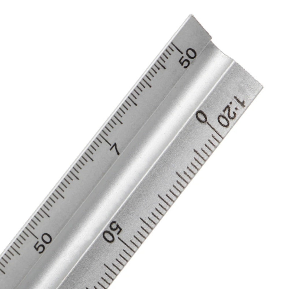 1pc Aluminum Alloy Triangular Scale Drawing Ruler Metal scale