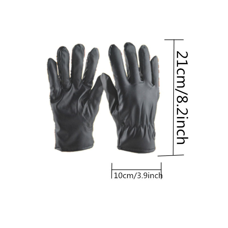 2pcs PU Leather Touch Screen Gloves For Cycling Driving
