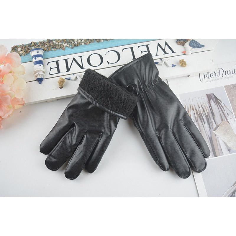 2pcs PU Leather Touch Screen Gloves For Cycling Driving