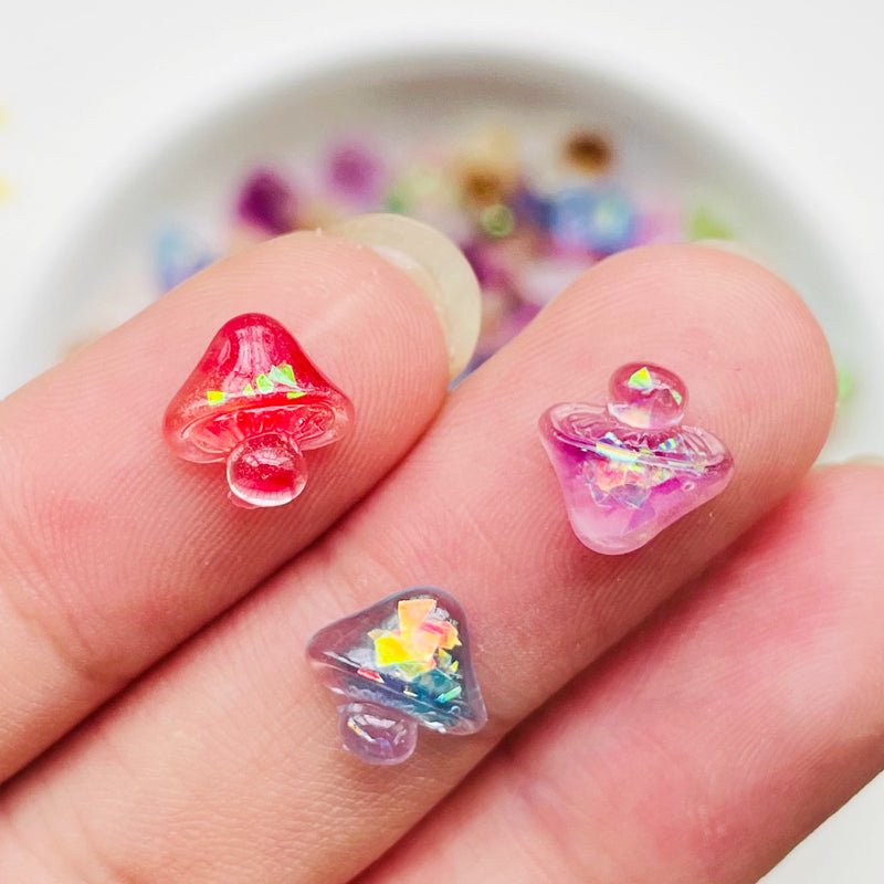 Mini Resin Mushrooms Flat Back Stone Figurines DIY Wedding Scrap