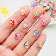 Mini Resin Mushrooms Flat Back Stone Figurines DIY Wedding Scrap